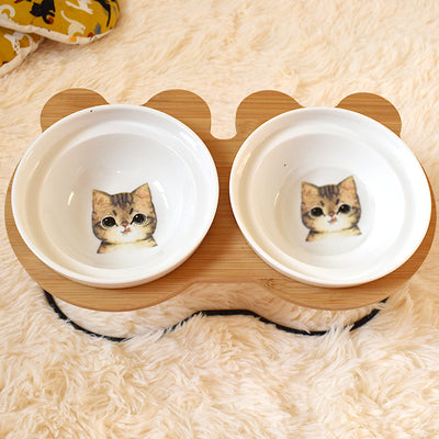 Elevated Cat Bowl Stand with Spine Protection Design