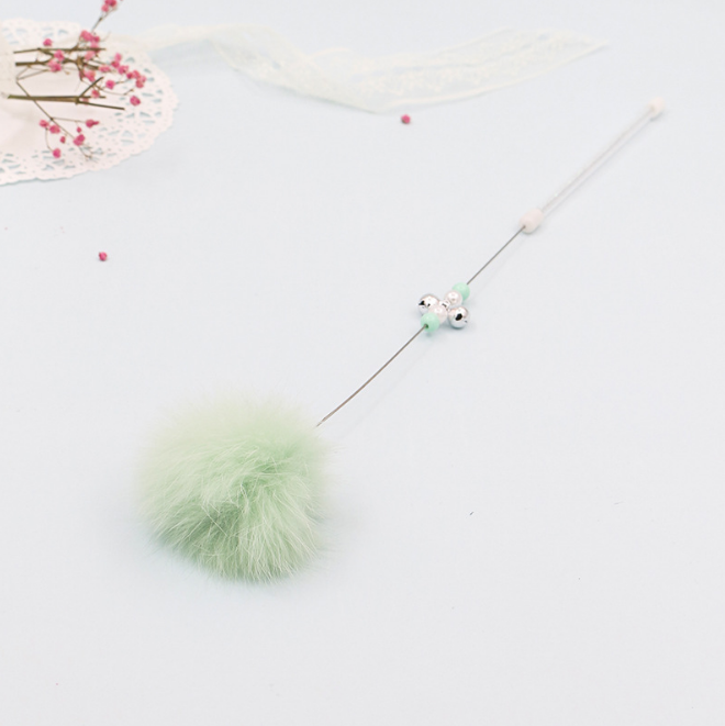 Playful Bell Cat Teaser with Rabbit Fur