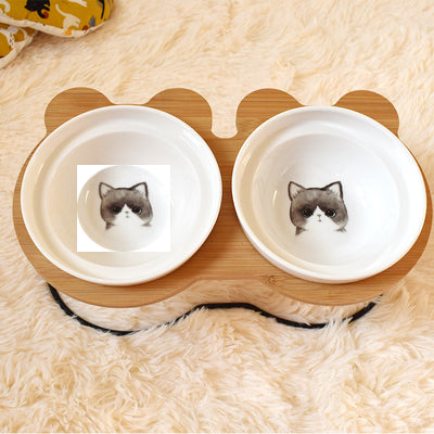 Elevated Cat Bowl Stand with Spine Protection Design
