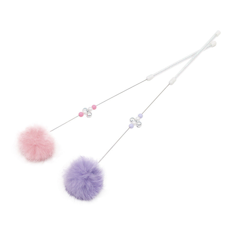 Playful Bell Cat Teaser with Rabbit Fur