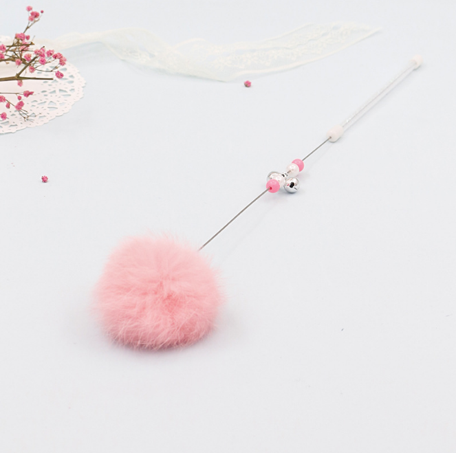 Playful Bell Cat Teaser with Rabbit Fur