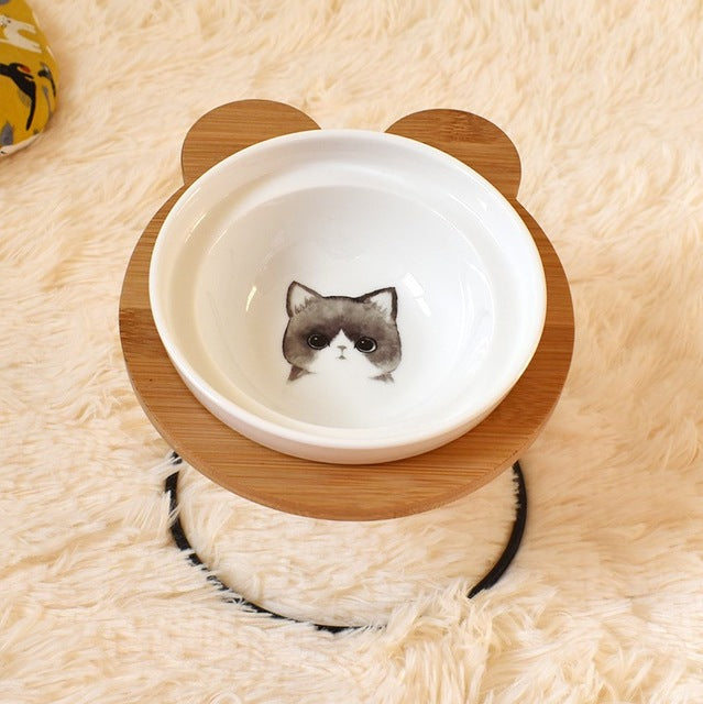 Elevated Cat Bowl Stand with Spine Protection Design