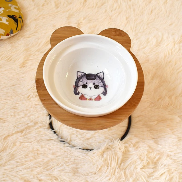 Elevated Cat Bowl Stand with Spine Protection Design