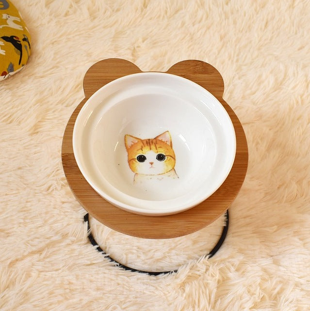 Elevated Cat Bowl Stand with Spine Protection Design